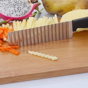 Potato French Fry Cutter Stainless Steel Kitchen Accessories Serrated Blade Easy Slicing Banana Fruits Potato Wave Knife Chopper