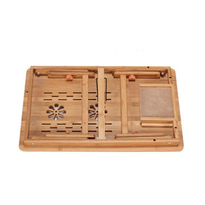 Great looking Adjustable bamboo foldable laptop table with cooling fans - Giftexonline