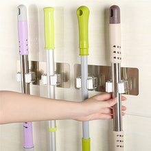 Load image into Gallery viewer, Organise your cleaning supplies with our wall mounted mop organiser holder
