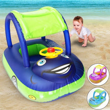 Laden Sie das Bild in den Galerie-Viewer, Inflatable swimming  boat  with sun protection
