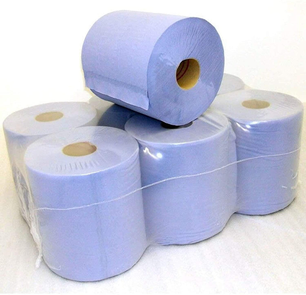 Centrefeed Dispenser 6 Blue Roll Paper Absorbant Embossed Wipe Hand Towel Tissue