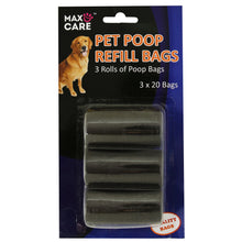 Load image into Gallery viewer, Max Care Poop Refill Bag for Dispenser Poop Bags Pet Supplies Puppy Black Pack of 3x20
