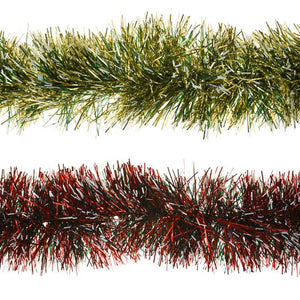 1 x 2M 6 Ply Coloured Snow Tipped 11cm Tinsel Garland GOLD