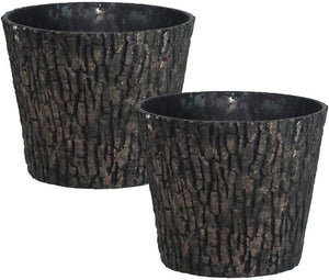 Woodland Textured Trunk Style Plastic Planters - Set of 2