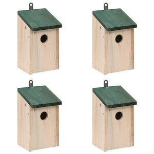 Bird Houses 4 pcs Wood 12x12x22 cm