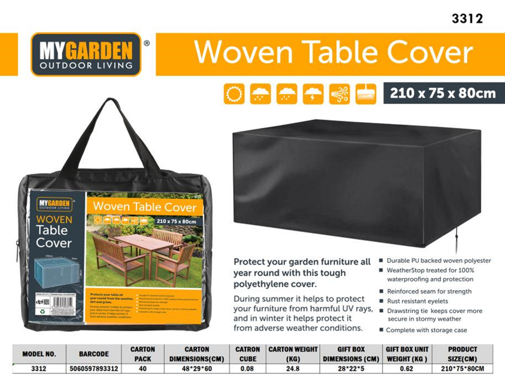 Bistro Waterproof Heavy Duty Outdoor Large Garden Table Cover 270 x 180 x 89cm