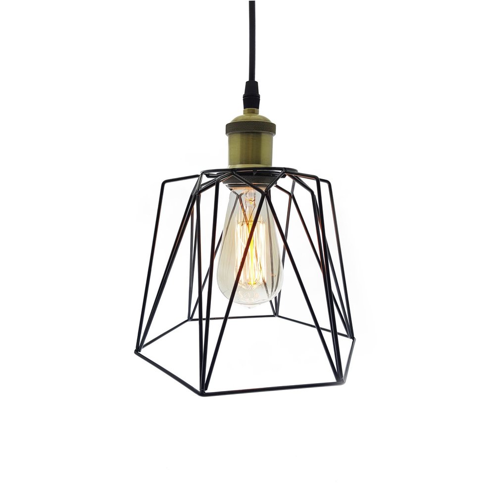 (NEW) Vintage Ceiling Pendant Light Shade - Retro Black Metal Cage Chandelier Lampshade