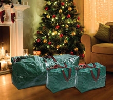 Laden Sie das Bild in den Galerie-Viewer, 3X Christmas Storage Zip Bags Tree, Decorations, Light With Handles - 1xL, 2xS
