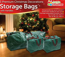Laden Sie das Bild in den Galerie-Viewer, 3X Christmas Storage Zip Bags Tree, Decorations, Light With Handles - 1xL, 2xS
