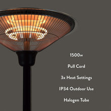 Load image into Gallery viewer, Lloytron Pedestal or Wall Mounted Patio Heater with Pull Cord Instant Warm Indoor &amp; Outdoor
